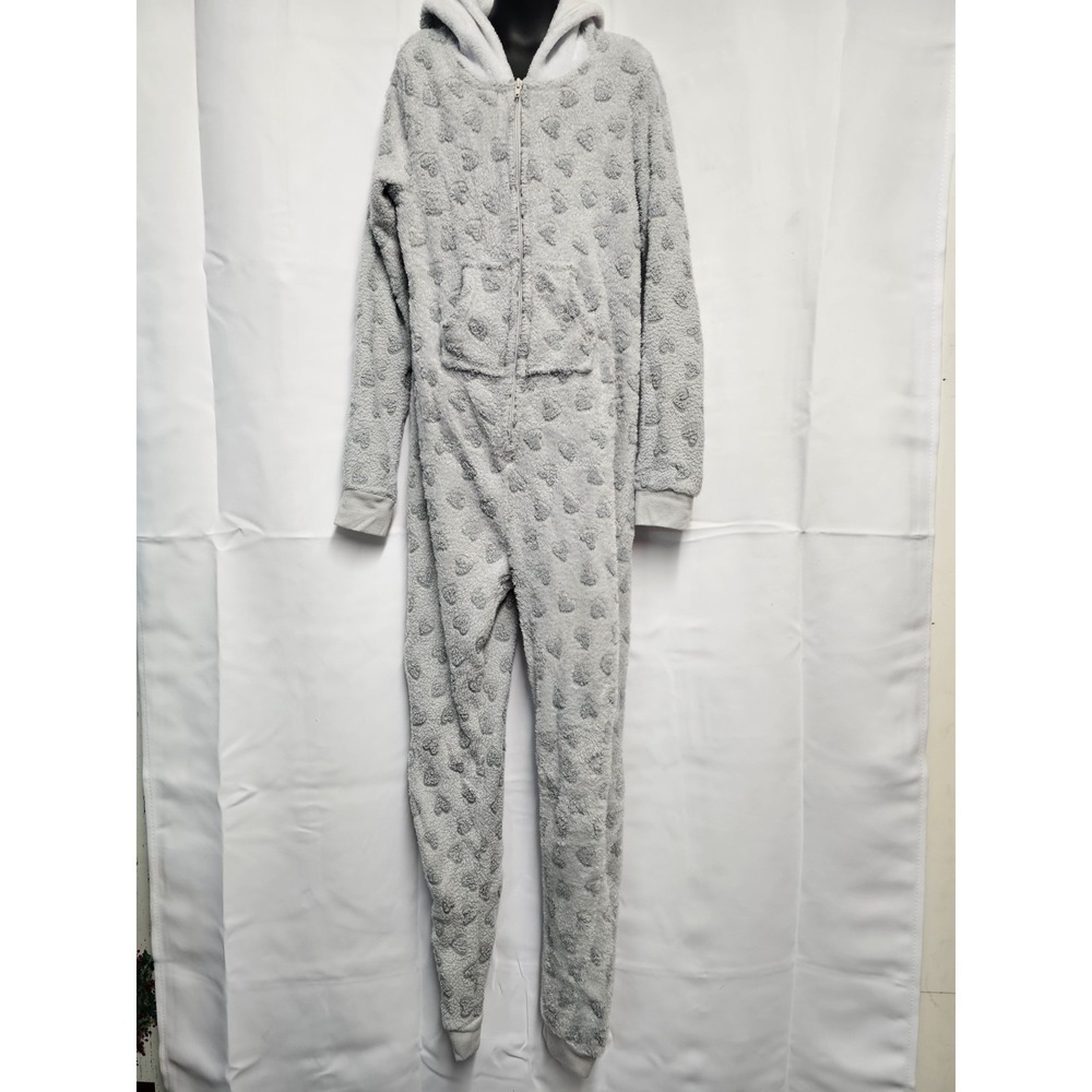 Rene Rofe Girls cat-face hooded fleece one piece pajamas-Child Size L (10/12)